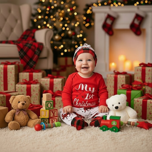 Christmas Long-sleeved Letter One-piece Romper Three-piece Suit
