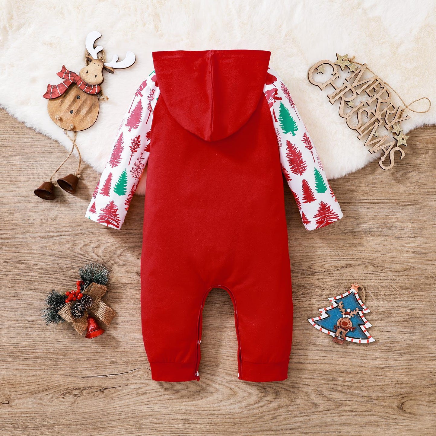 Christmas Long-sleeved Hooded One-piece Children's Clothing
