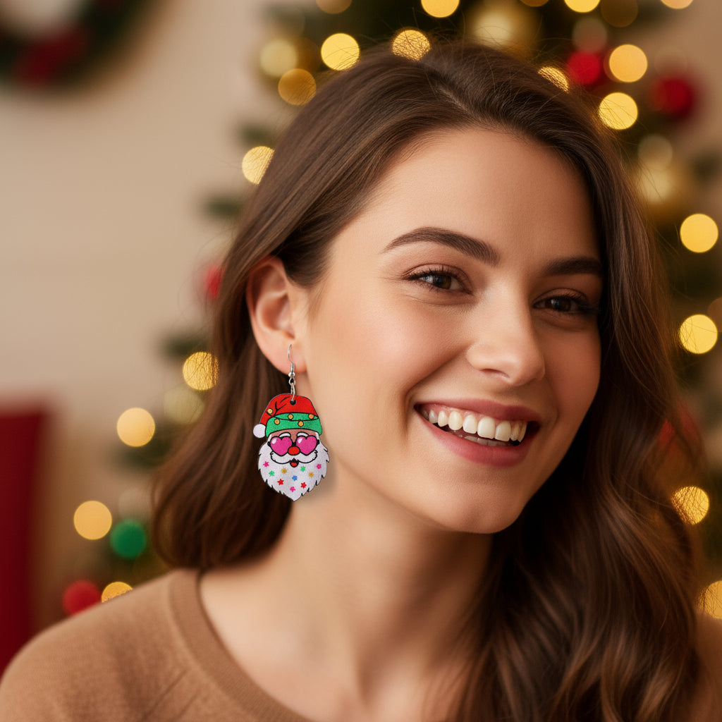 Funny Santa Claus Christmas Pendant Earrings Gift