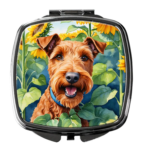 Irish Terrier in Sunflowers Compact Mirror