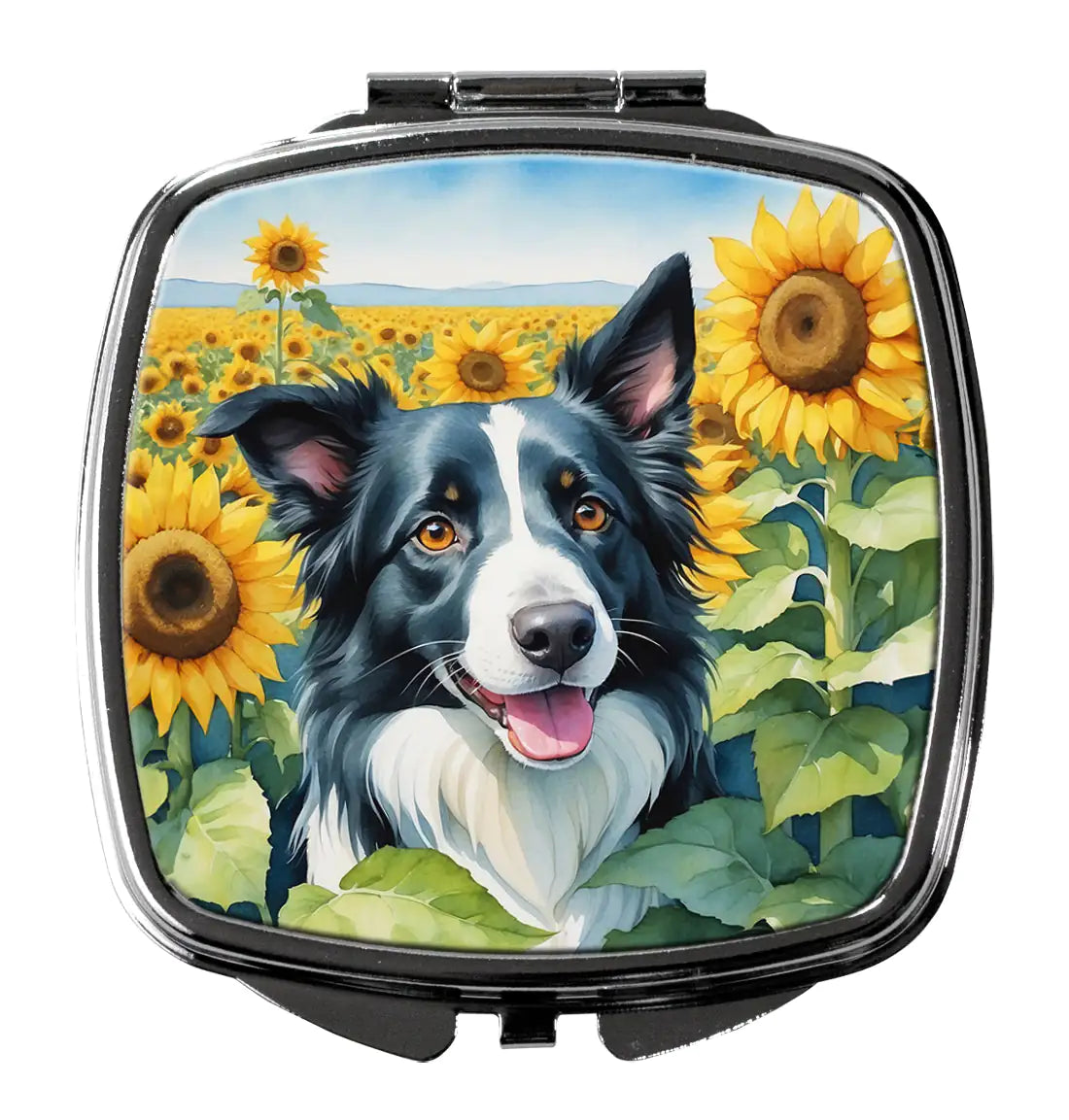 Border Collie in Sunflowers Compact Mirror