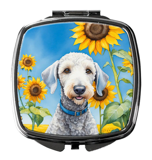Bedlington Terrier in Sunflowers Compact Mirror