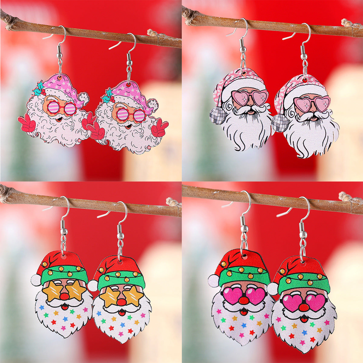 Funny Santa Claus Christmas Pendant Earrings Gift