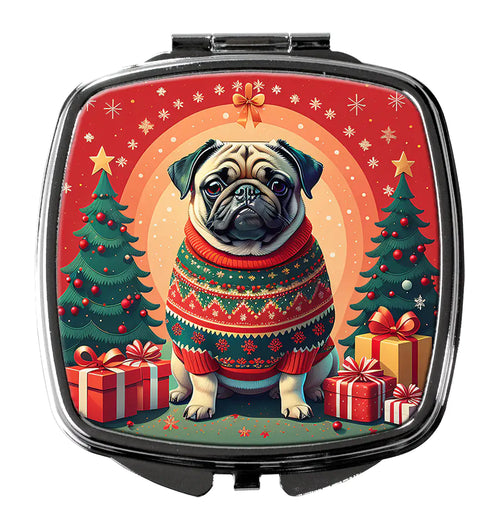 Fawn Pug Christmas Compact Mirror