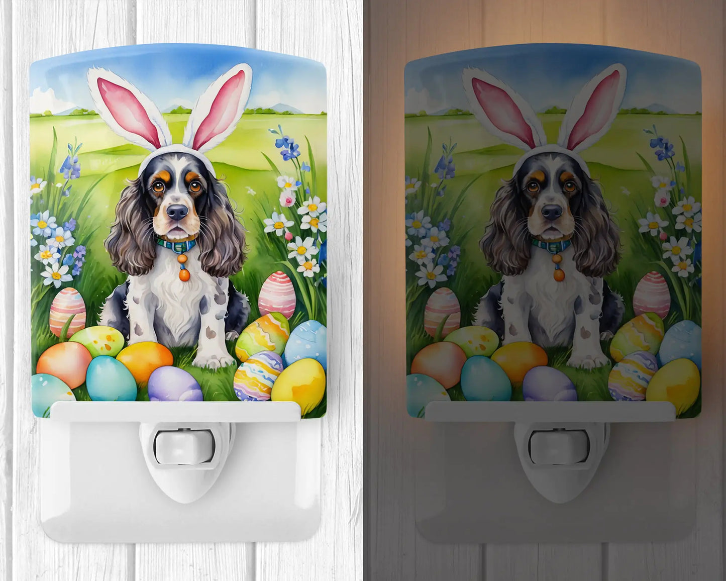 Cocker Spaniel Easter Egg Hunt Ceramic Night Light