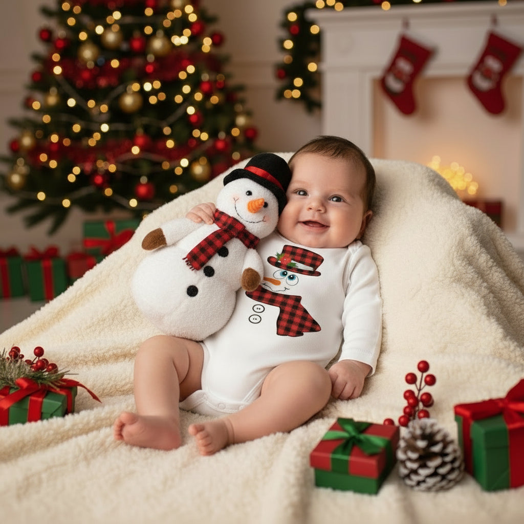Christmas Newborn Baby White Long Sleeve Jumpsuit