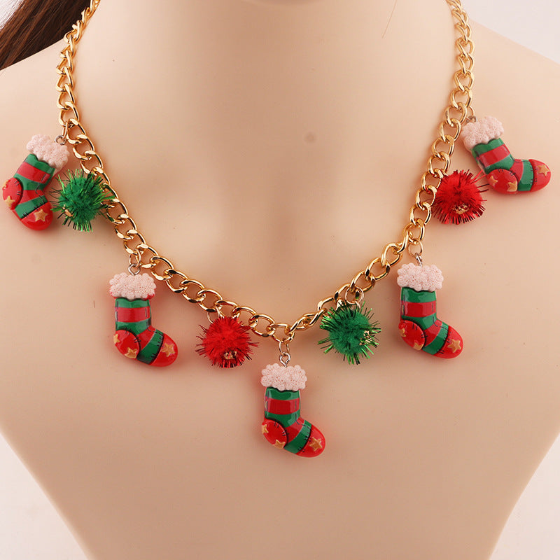 New Christmas Tree Bell Santa Claus Necklace Creative Personalized Pendant Clavicle Chain Jewelry