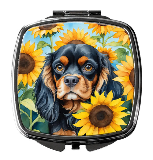 Cavalier Spaniel in Sunflowers Compact Mirror