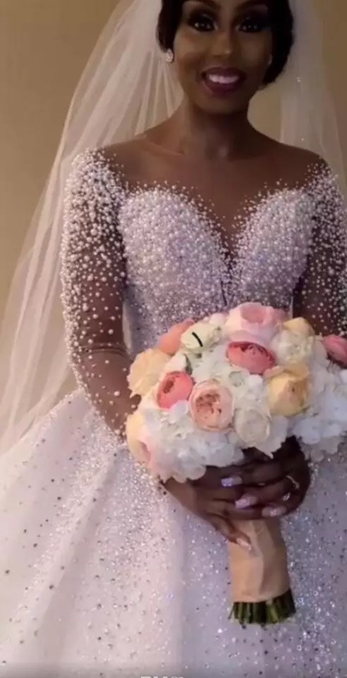 Ball, Wedding Dress, Long Sleeves Bridal Gown
