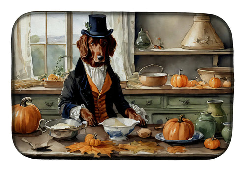 Irish Setter Fall Kitchen Pumpkins Dish Drying Mat