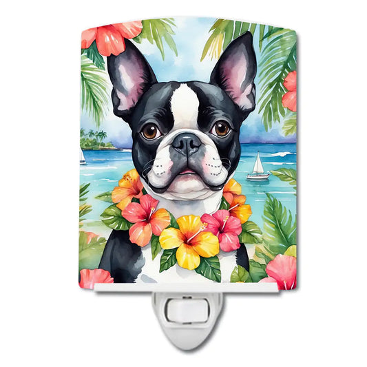 Boston Terrier Luau Ceramic Night Light