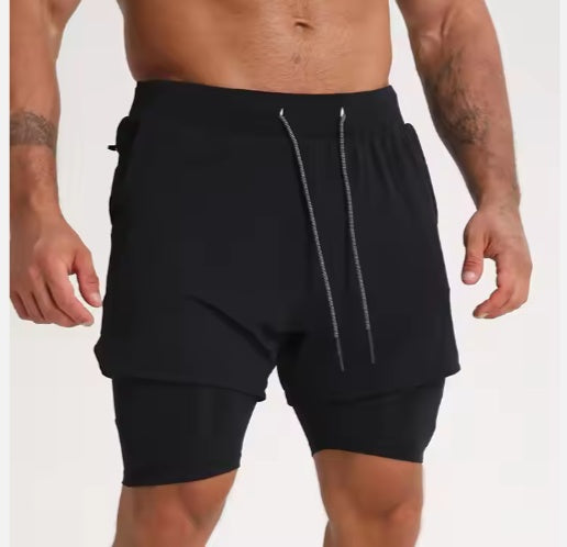 Gym Clothing Men Quick Dry 2 In 1 Men Polyester Spandex Breathable Liner Running Fitness Shorts
