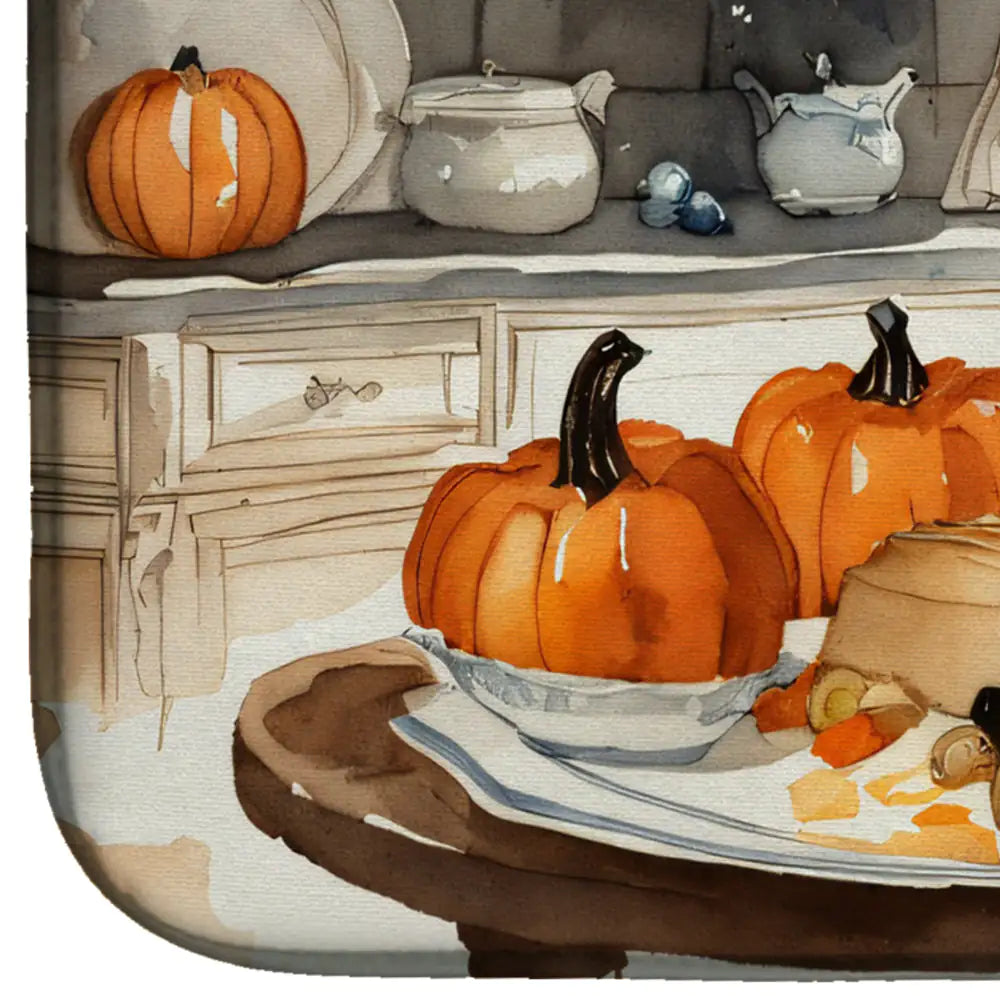 Boykin Spaniel Fall Kitchen Pumpkins Dish Drying Mat