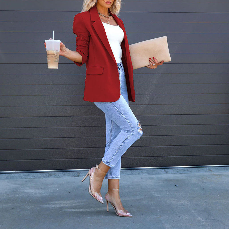 Women's Casual Open Front Long Sleeve Work Office Suit Jackets Blazer