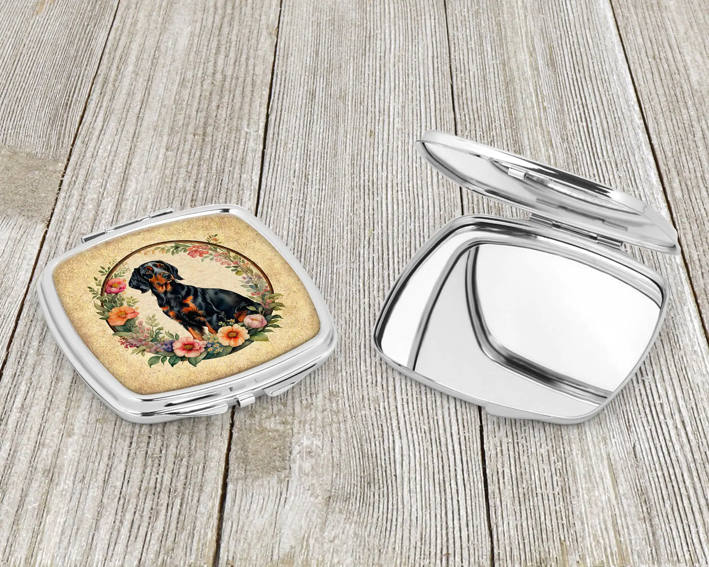 Gordon Setter and Flowers Compact Mirror