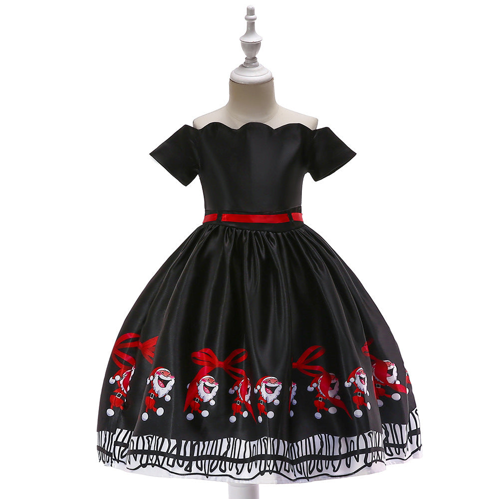 Girls print dress princess dress