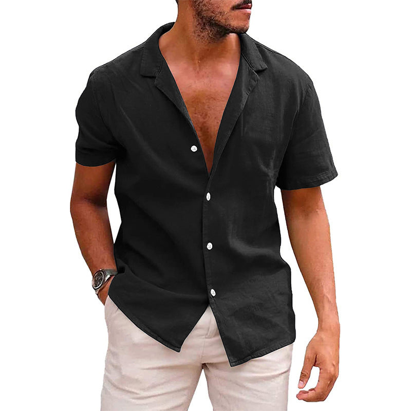 Men's Tops Casual Button Down Shirt Short Sleeve Beach Shirt Summer Clothing