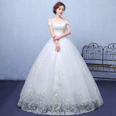White Shoulder Wedding Lace Dress