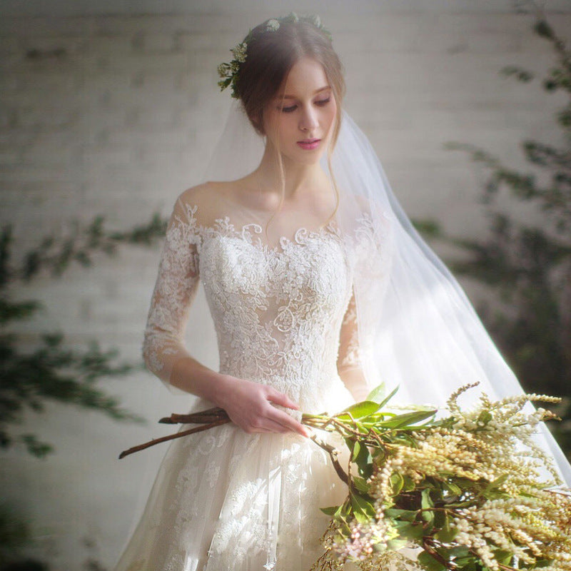 Wedding Bride Lace Sleeves Dress