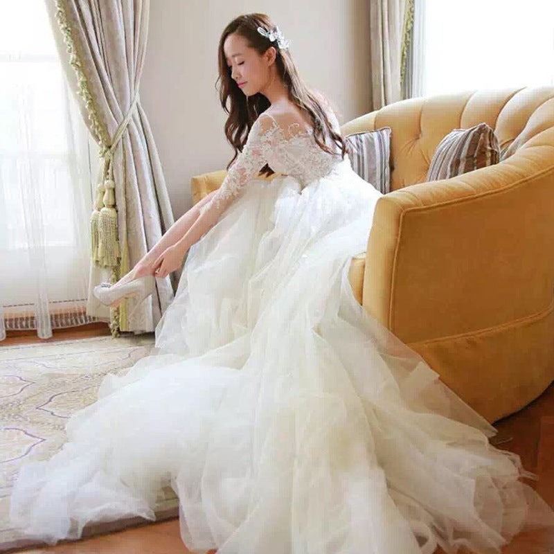 Wedding Bride Lace Sleeves Dress