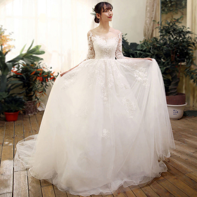 Wedding Bride Lace Sleeves Dress