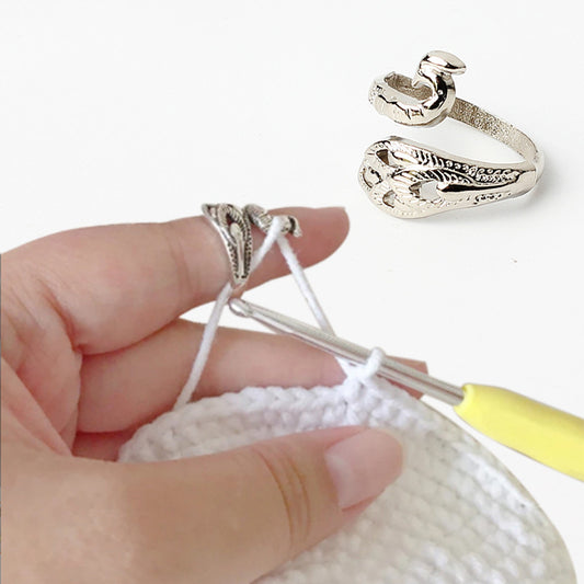 DIY  Knitting Loop Crochet Tool Sewing Peacock Fish Ring Finger, Thimble Yarn Adjustable Opened Fingering Tools