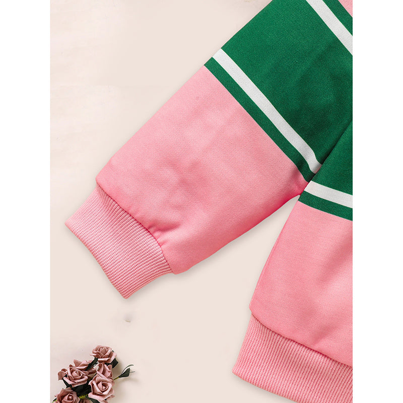 Toddler Girls 2 Piece Outfit Color block Letter Graphic Print Sweatshirt And Pleated Skirt Set