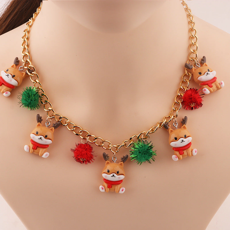 New Christmas Tree Bell Santa Claus Necklace Creative Personalized Pendant Clavicle Chain Jewelry