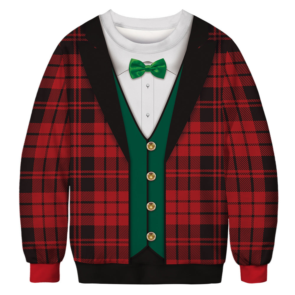 Christmas green furry print crew neck sweater