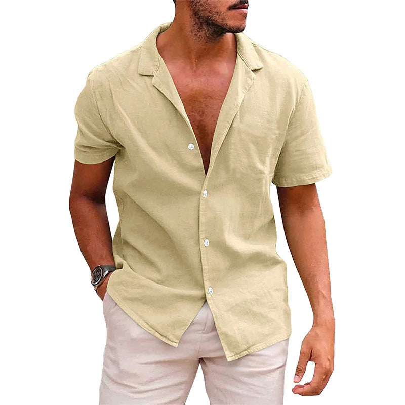 Men's Tops Casual Button Down Shirt Short Sleeve Beach Shirt Summer Clothing