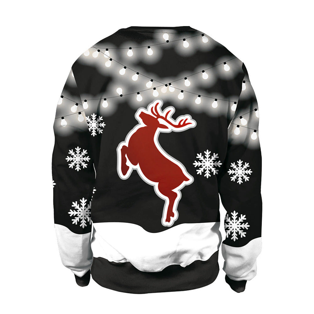 Christmas digital print crew neck couple sweater