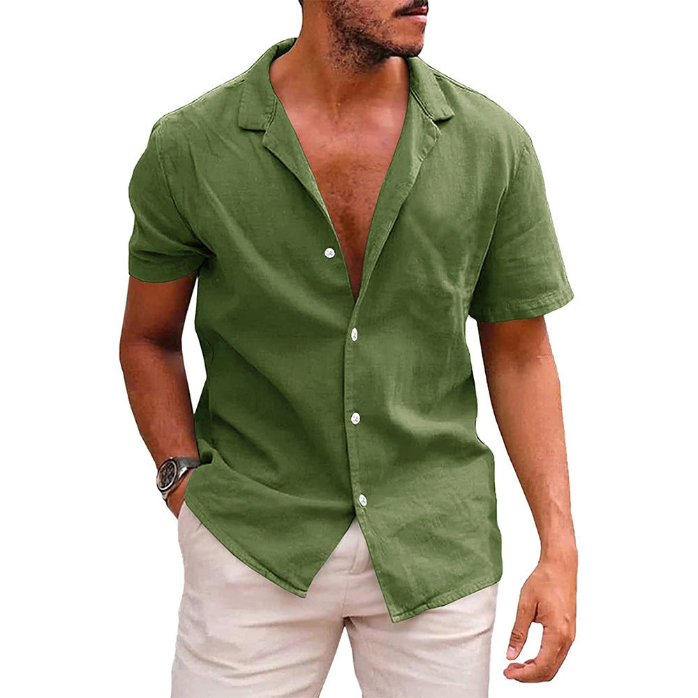 Men's Tops Casual Button Down Shirt Short Sleeve Beach Shirt Summer Clothing