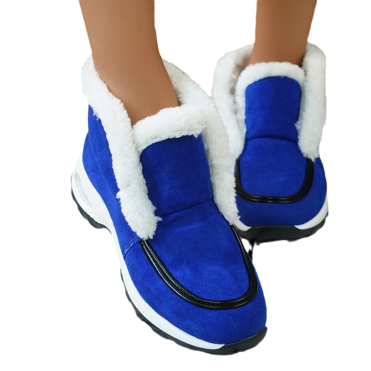 Winter Air-cushion Sole Snow Fashion Solid Leopard Print Platform Ankle Casual Keep Warm Shoes