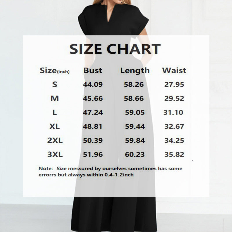 Women's V-Neck Solid Color Short Sleeve Jumpsuit Wide Leg A-Line Waist Tied Casual Summer Outfit