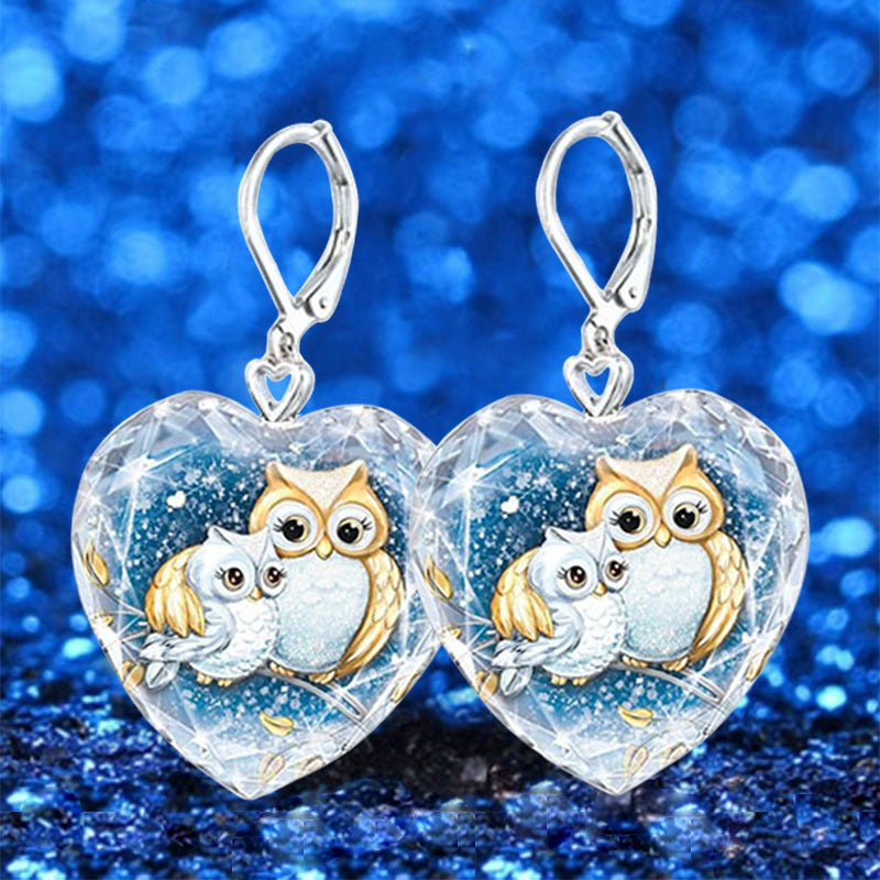 Owl Necklace, Heart-shaped Pendant, Heart-shaped