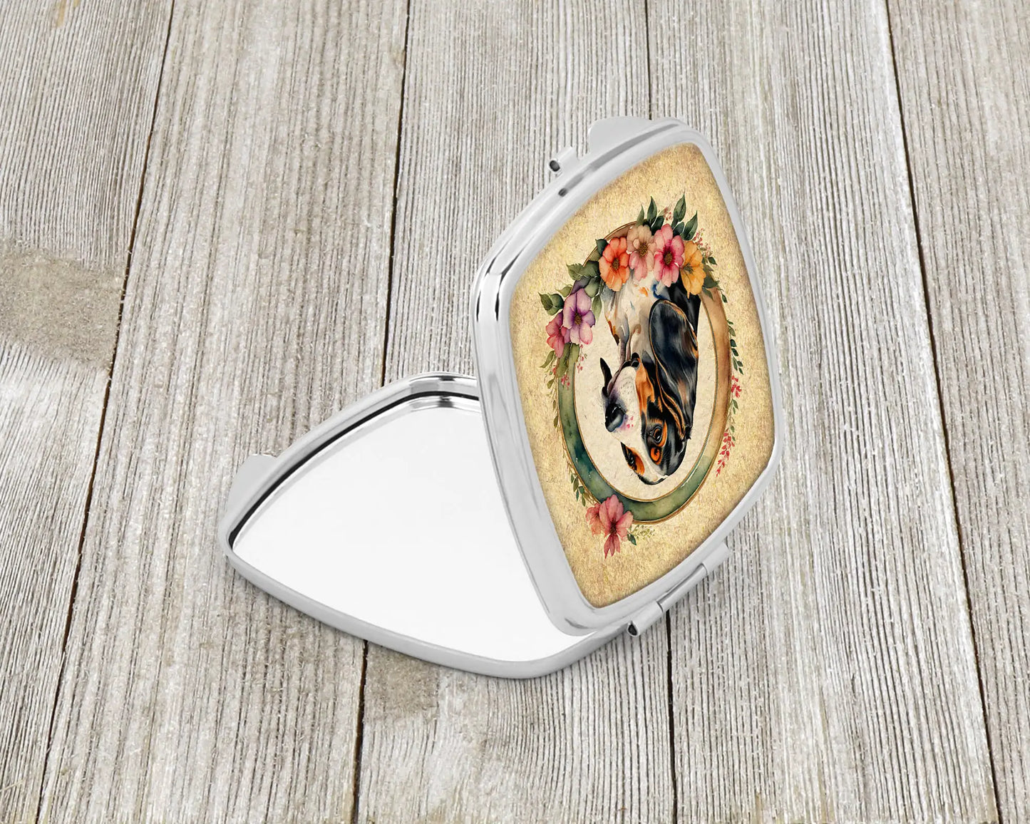 Basset Hound and Flowers Compact Mirror