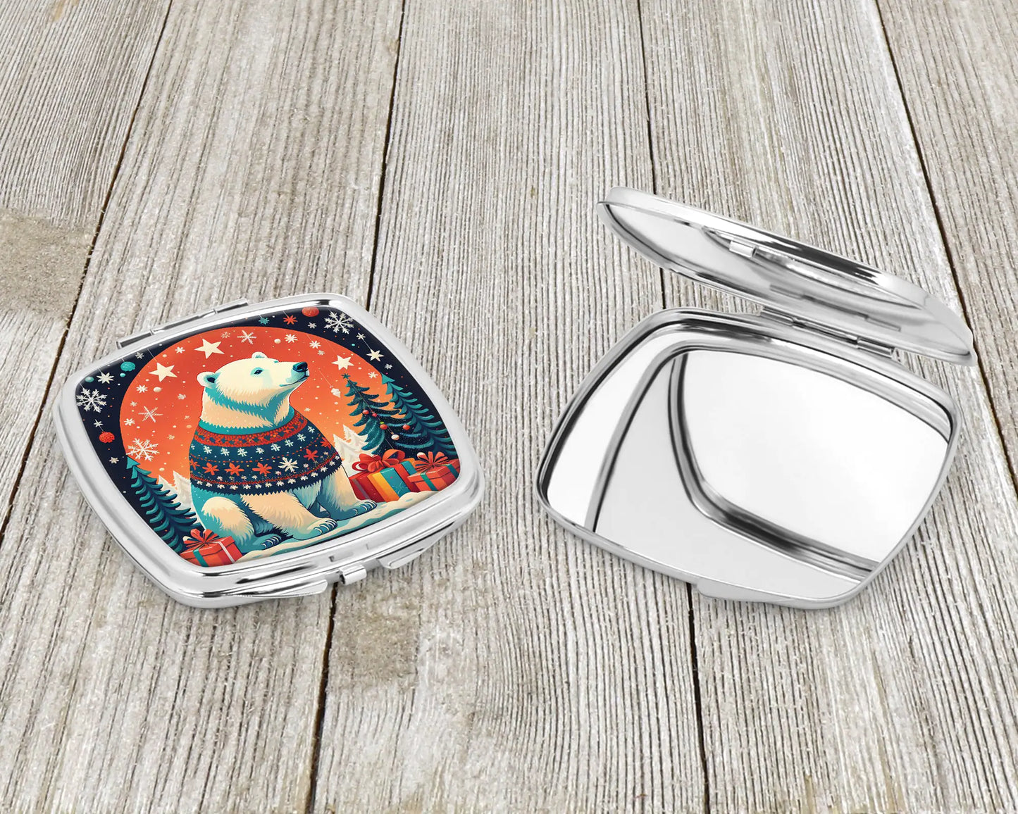 Polar Bear Christmas Compact Mirror
