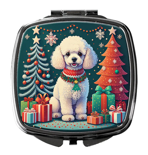 White Toy Poodle Christmas Compact Mirror