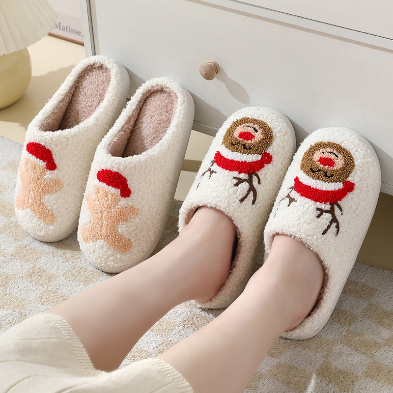 Christmas Home Cute Cartoon Santa Claus Cotton Slippers