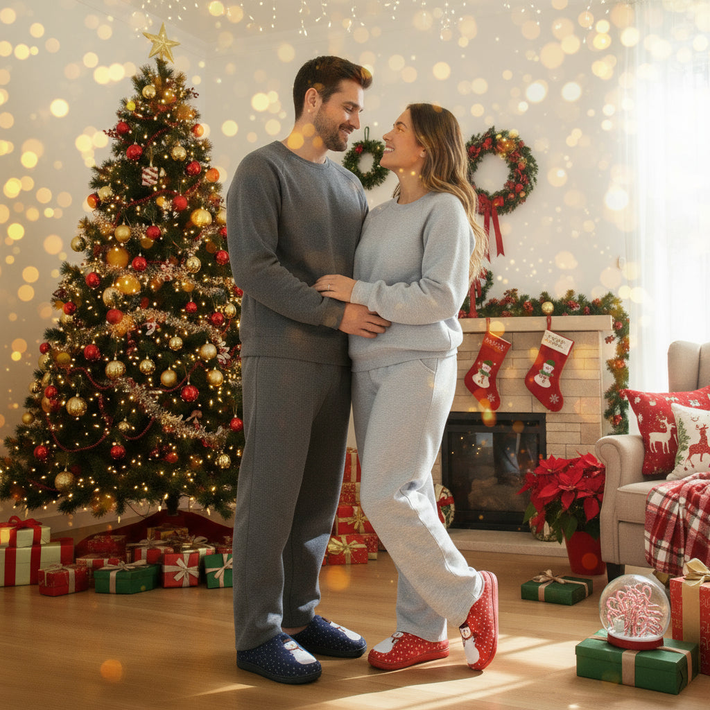 New Winter Christmas Snowman Couple Cotton Slippers Knitted