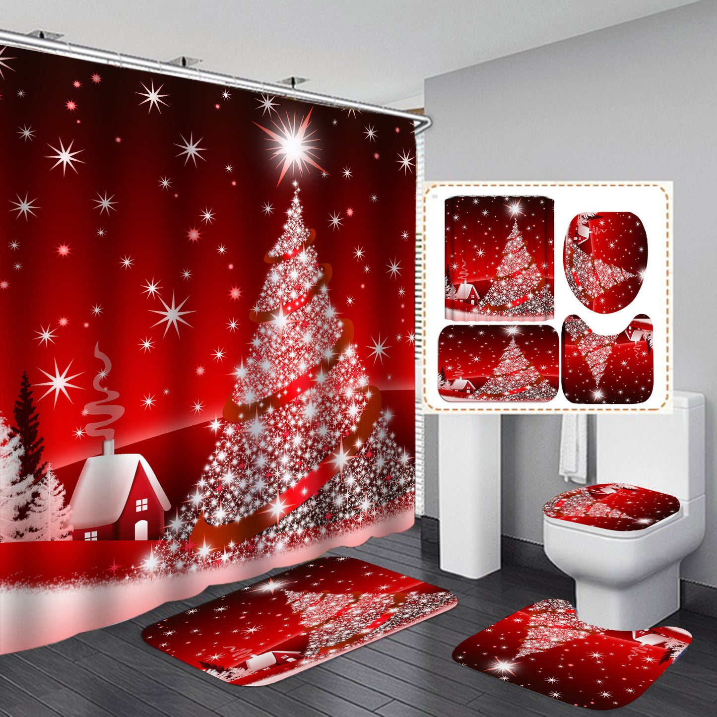 Creative Shower Curtain Waterproof Christmas Shower Curtain Cloth