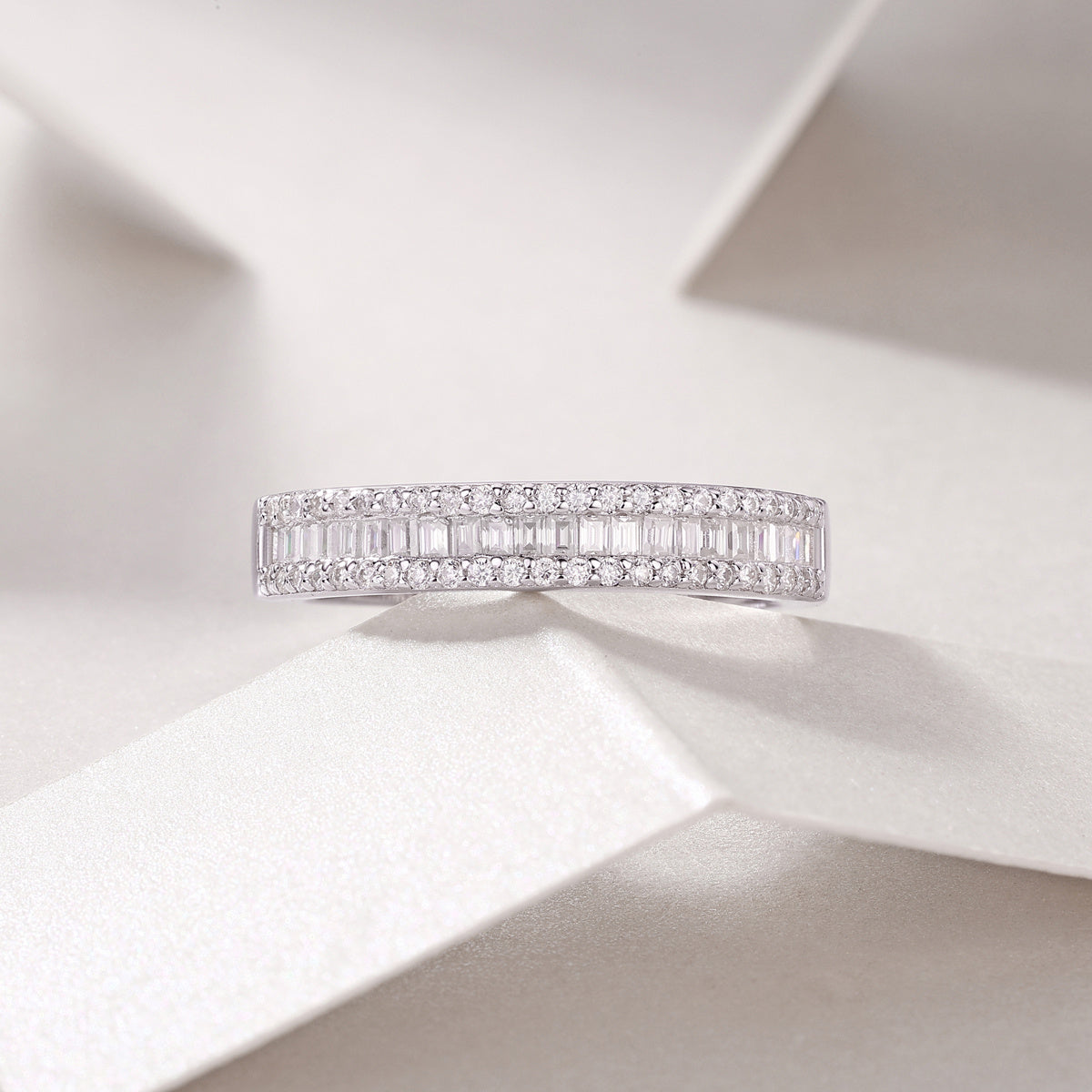 Arrange The Square Diamond Ring Luxury Fashion Moissanite Silver Ring