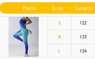 Size chart graphic for jumpsuit, sizes S–L with length measurements