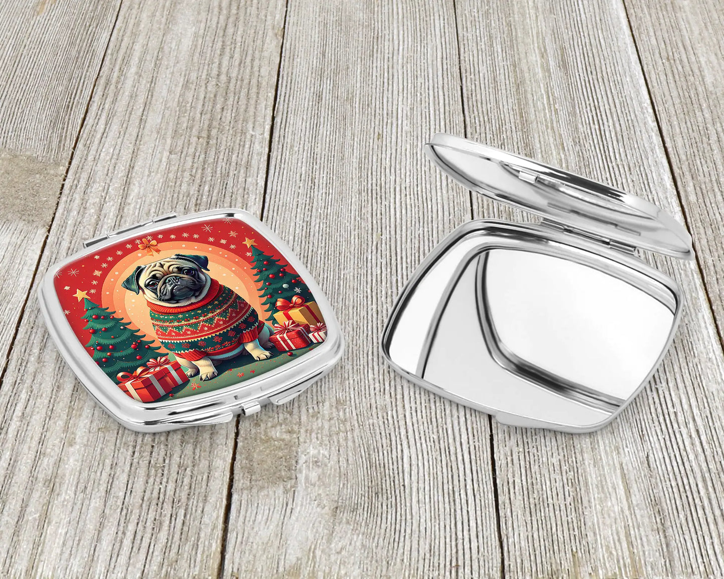 Fawn Pug Christmas Compact Mirror