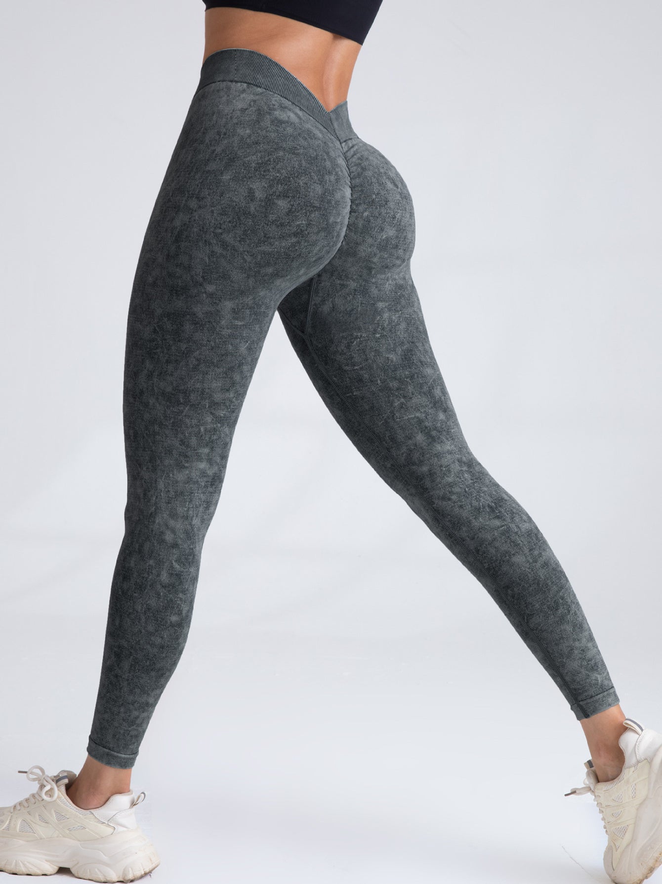 V-Back Scrunch Butt Workout Leggings, Women Seamless Gym High Waist Active Yoga Pants