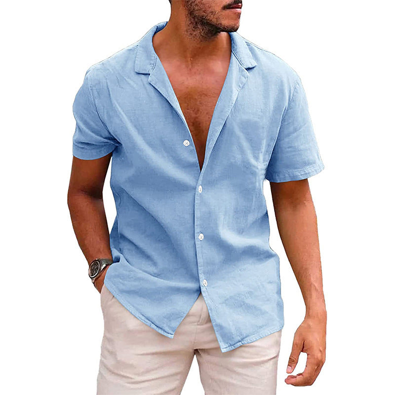 Men's Tops Casual Button Down Shirt Short Sleeve Beach Shirt Summer Clothing