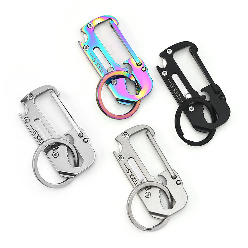 Multifunctional Stainless Steel Keychain With Pocket Knife
