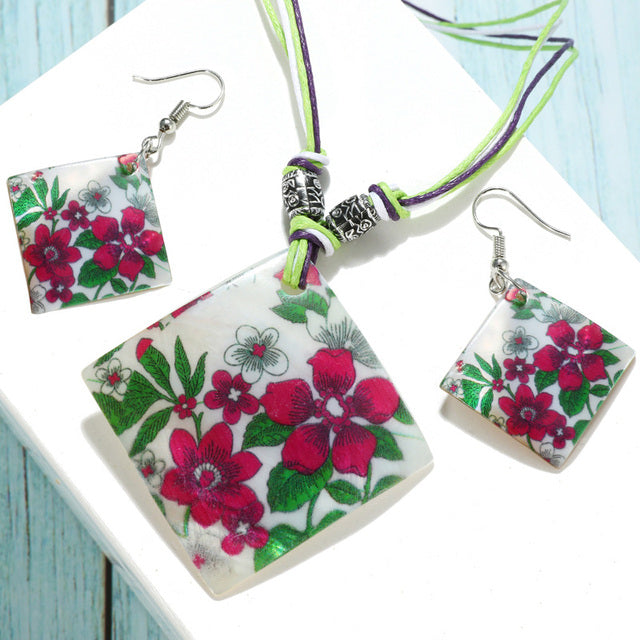 Fashion Jewelry Set Leather Necklace Earrings