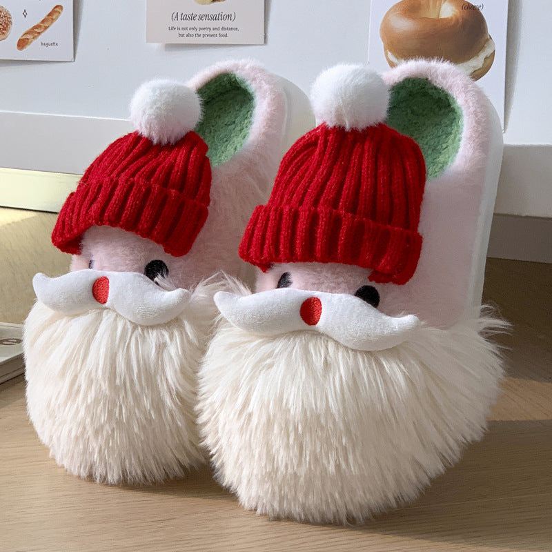 Cute Christmas Santa Claus Slipper Warm Indoor Non-slip Floor Plush Shoes