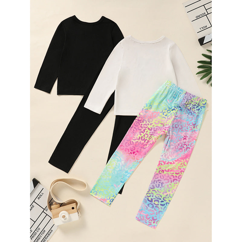 Kid's 'Grandma And Granddaughter' Letter & Heart Print Long Sleeve Top & Pants Set, 2 Sets Comfy Loungewear Outfit